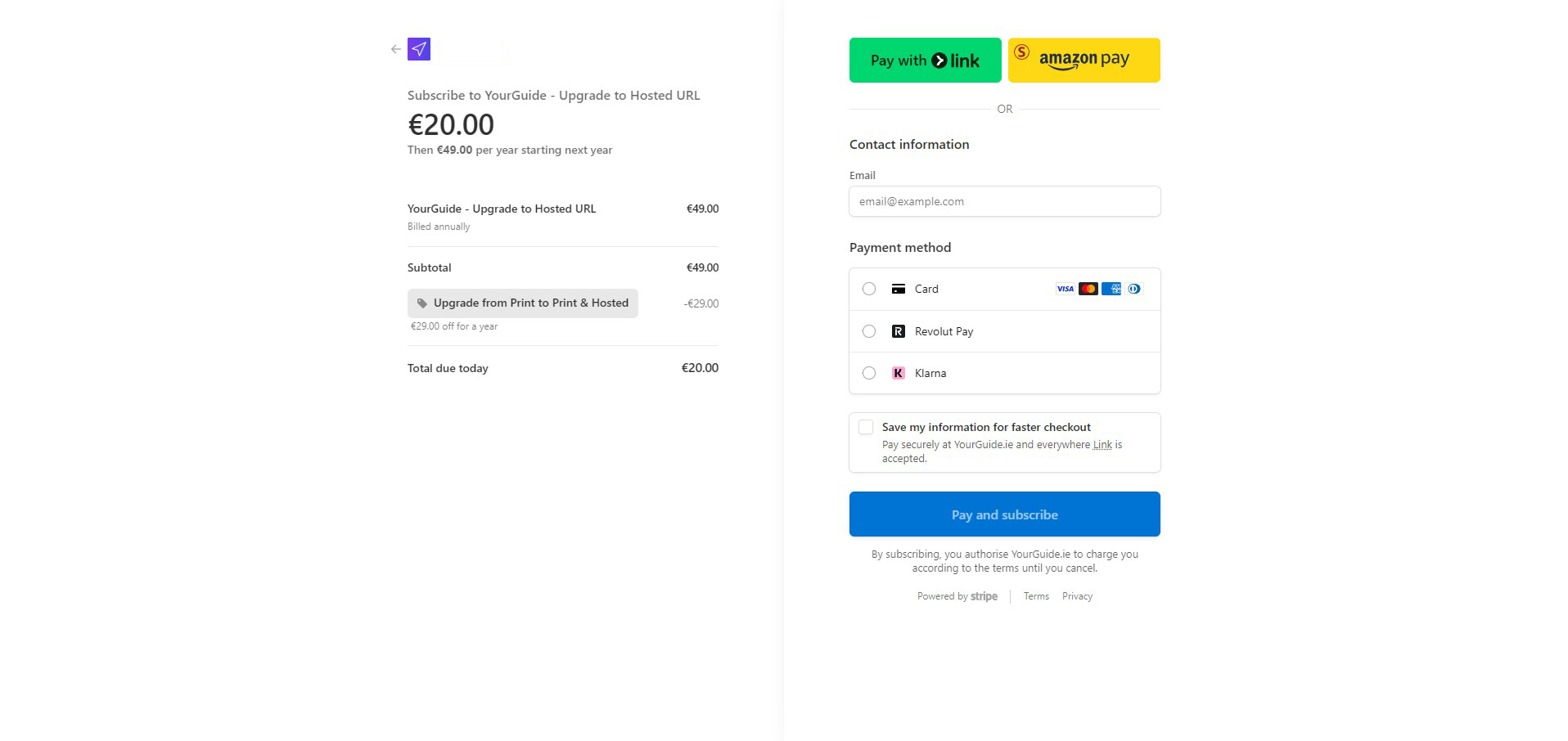 Upgrade checkout flow
